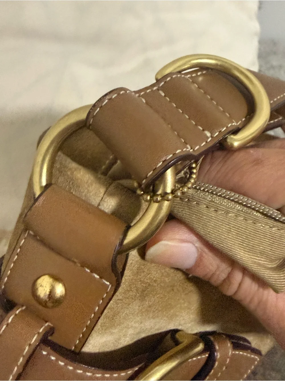 Brown Coach Man Suede Messanger Bag